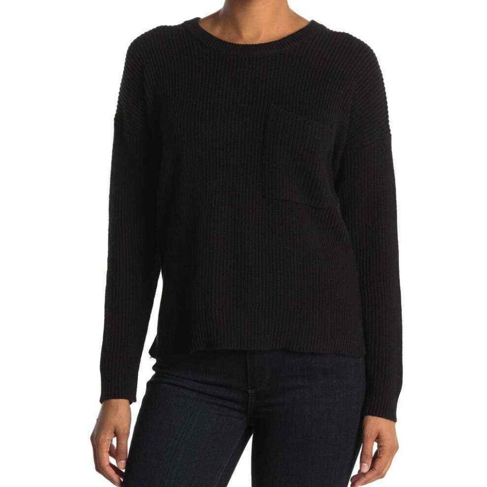 Madewell black women's small sweater pocket front chunky knit